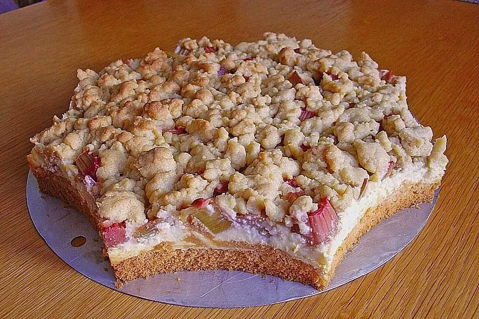 Rhabarberkuchen Mit Vanillecreme Und Streusel Best Rezepte