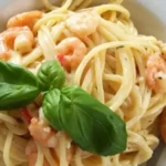 Spaghetti mit scharfer Garnelen Sahne Soße