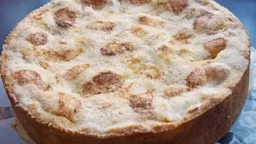 Gedeckter Apfelkuchen mit Pudding