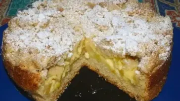 Apfel Streuselkuchen mit Pudding