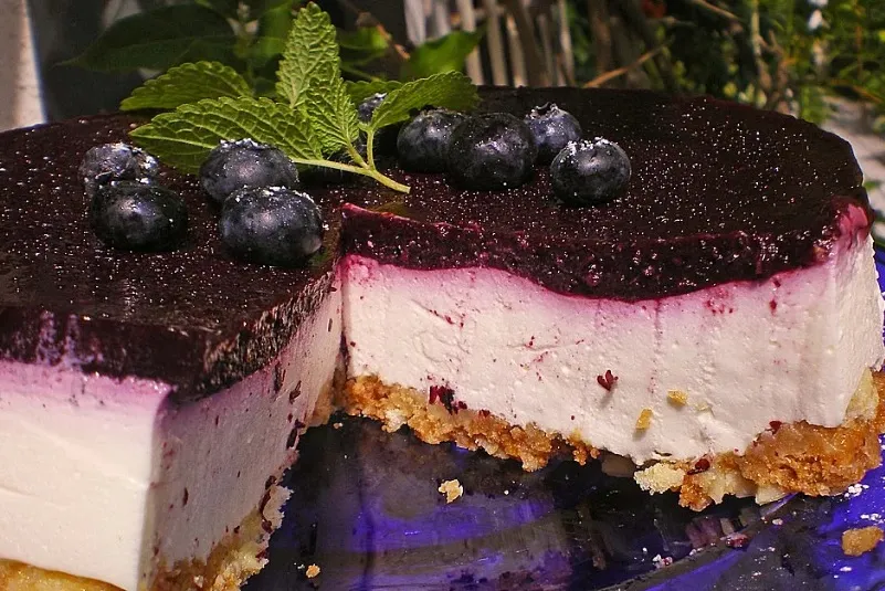 Blueberry Cheesecake mit Crunchy-Boden