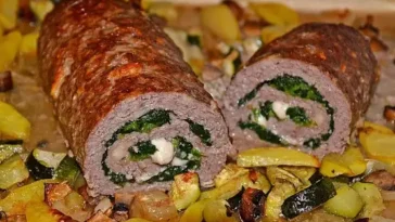 Hackbraten-Roulade mit Spinat