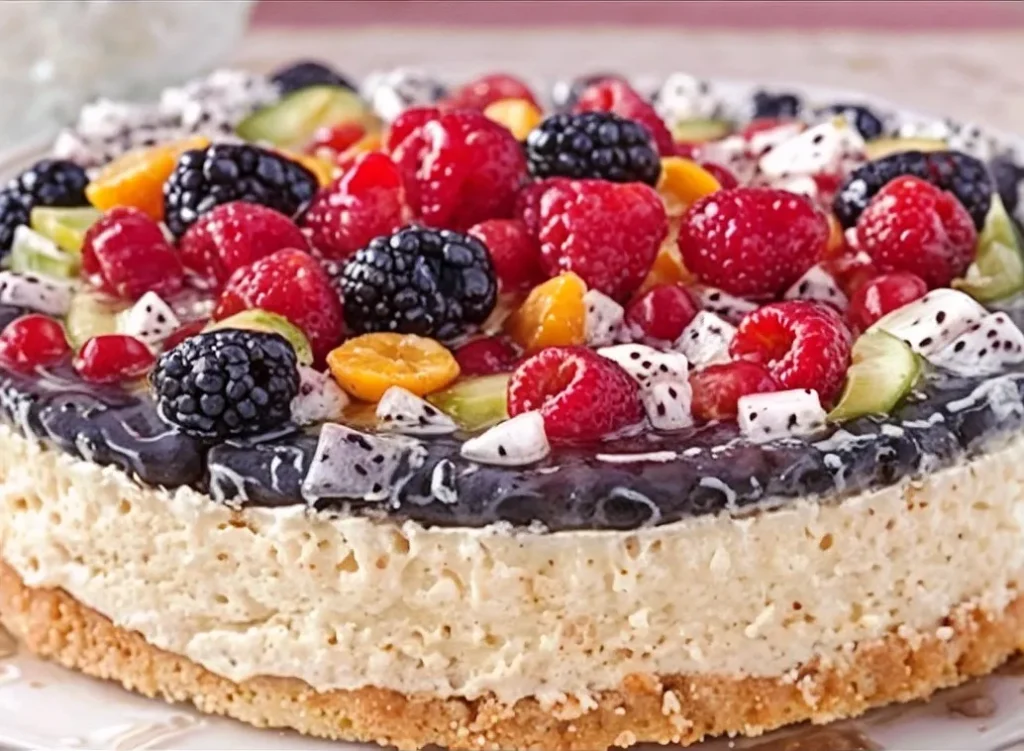 Joghurt-Sahnetorte mit frischen Früchten