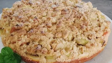 Rhabarber - Streusel Kuchen auf Quark - Öl Teig