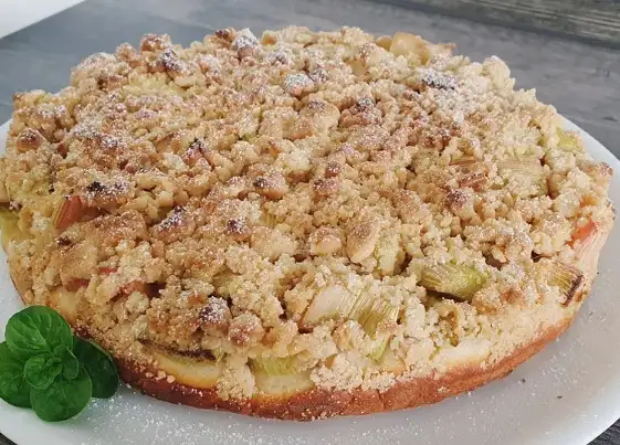 Rhabarber - Streusel Kuchen auf Quark - Öl Teig