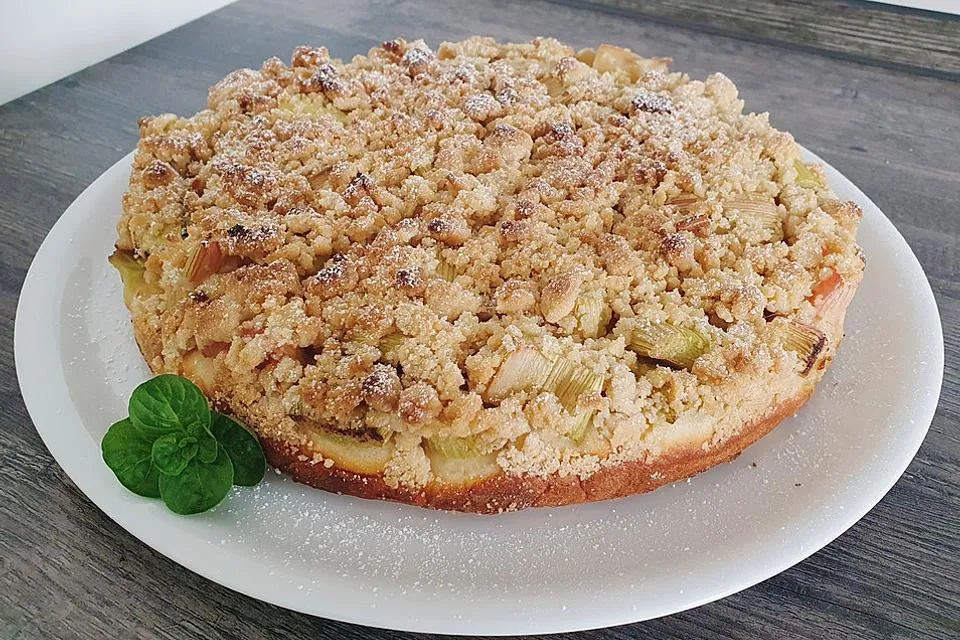 Rhabarber - Streusel Kuchen auf Quark - Öl Teig - Best Rezepte