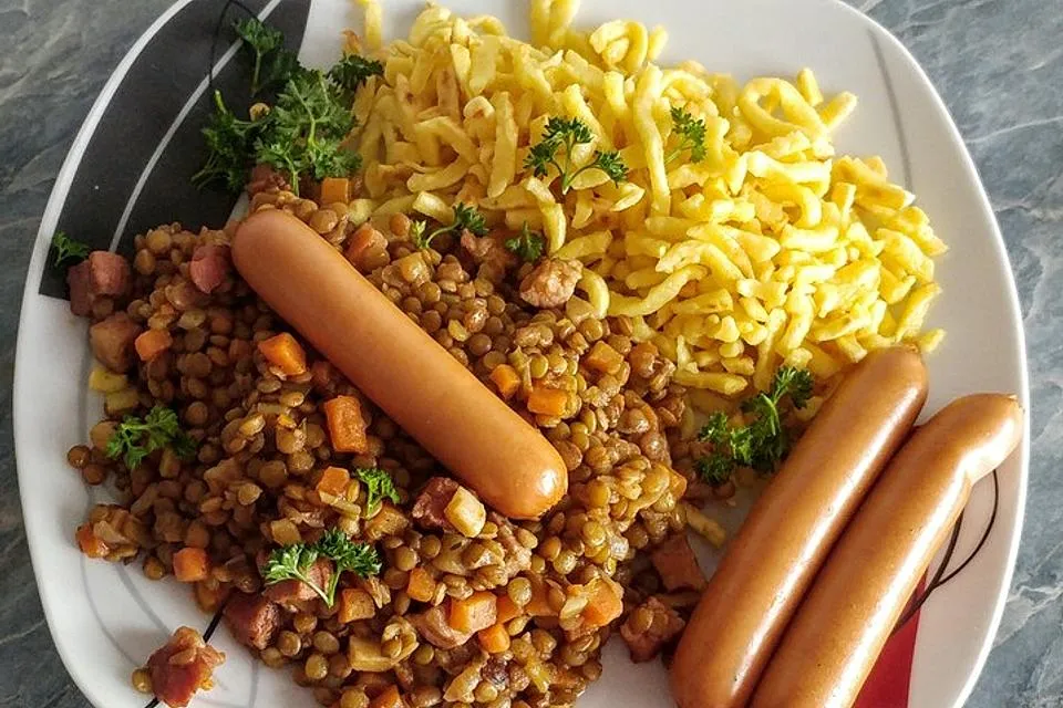 schwaebische-linsen-mit-spaetzle-und-saitenwuerstchen - Best Rezepte