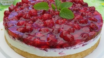 Frische Himbeertorte mit Schmand