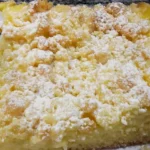 Versunkener Streuselkuchen mit Vanillepudding