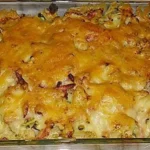 Blumenkohlauflauf-mit-Nudeln-und-Schinkenspeck