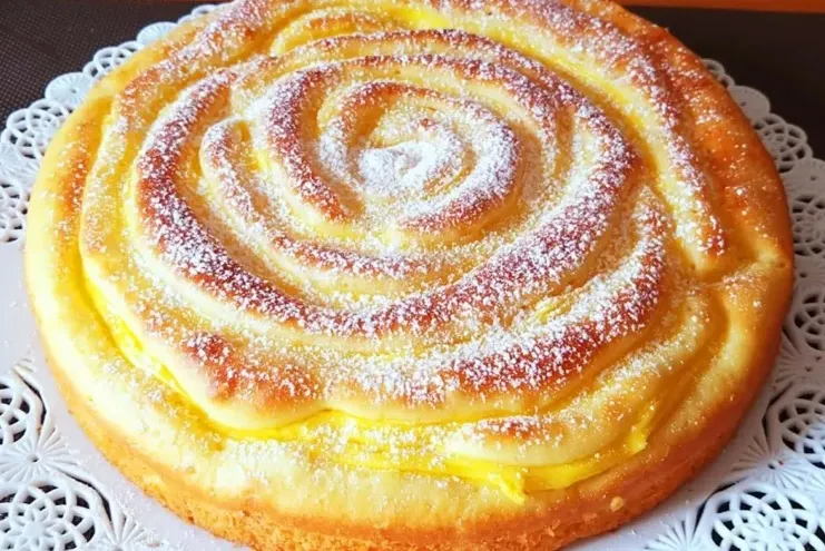 Apfelkuchen mit Vanillepudding