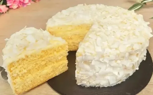 Köstlicher Kokos Biskuitkuchen