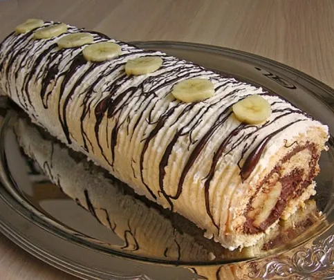 Bananensplit Biskuitrolle