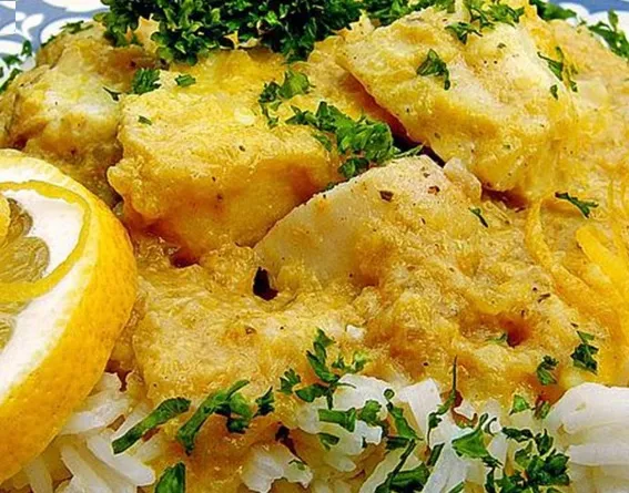 Fischcurry mit Rhabarber