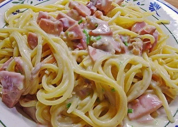 Spaghetti mit Schinken Sahne Soße rezept