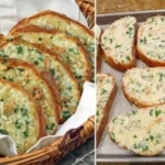 Überbackenes Brot mit gebackenem Knoblauch