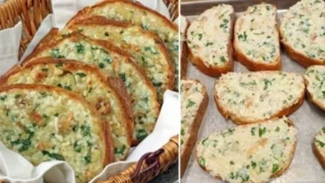 Überbackenes Brot mit gebackenem Knoblauch