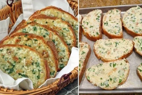 Überbackenes Brot mit gebackenem Knoblauch