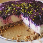 Blaubeer - Frischkäse Torte mit Crunchyboden