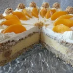 Giotto - Nuss - Torte mit Pfirsichen