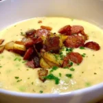 Kartoffelsuppe mit Erbsen und Mettwürstchen