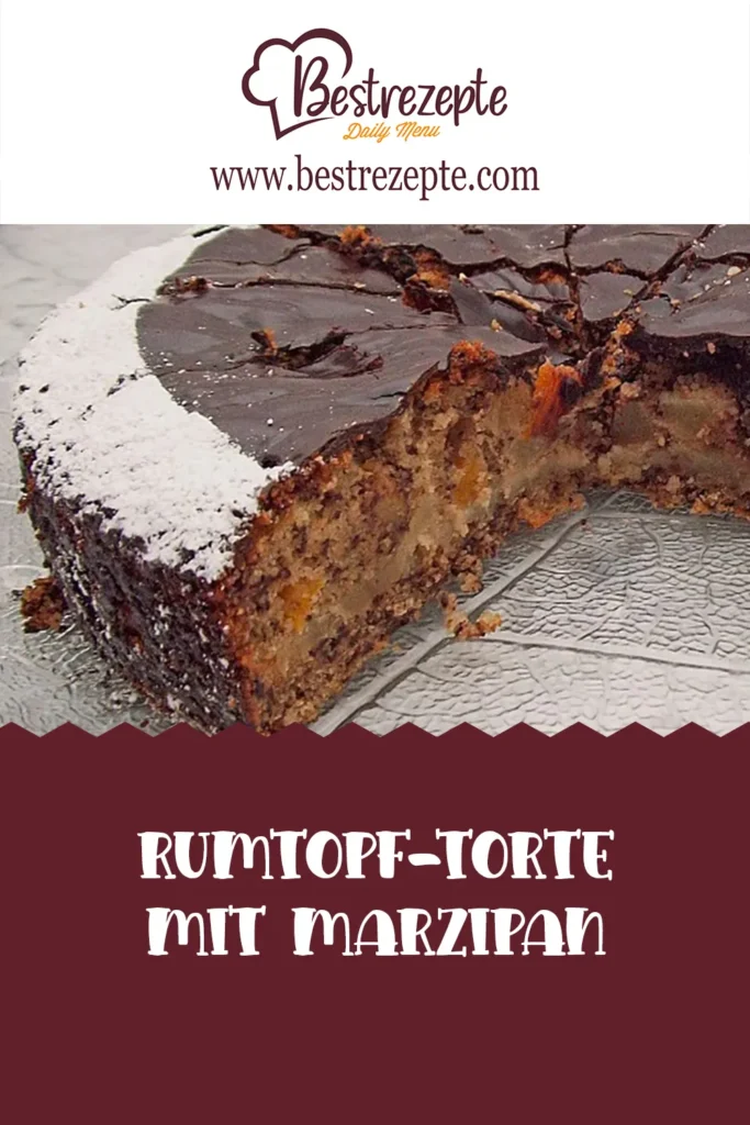 Rumtopf-Torte mit Marzipan
