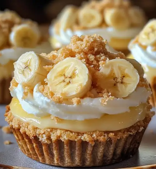 Backen Sie Mini-Bananencremetörtchen