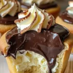 Cupcakes gefüllt mit cremiger Vanillecreme und garniert mit reichhaltiger Schokoladenglasur