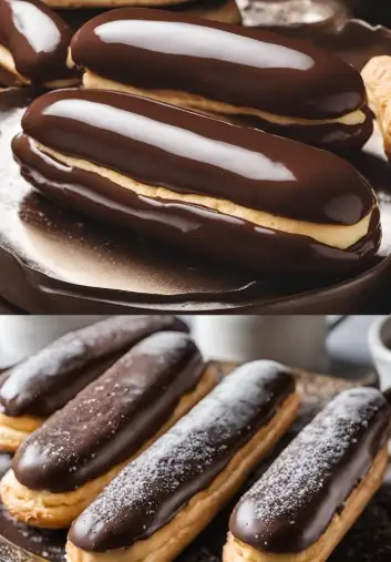 Klassische Schokoladen-Eclairs