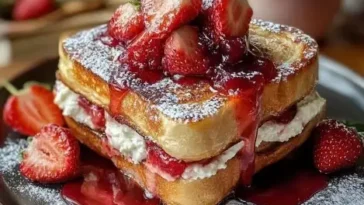 Erdbeerkäsekuchen gefüllter French Toast