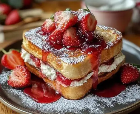 Erdbeerkäsekuchen gefüllter French Toast