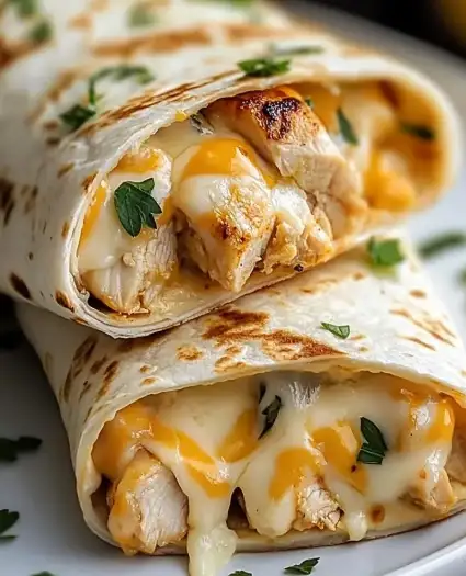 Hähnchen-Wrap mit Käse und Knoblauch