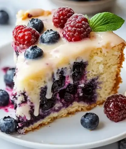 Kaffeekuchen mit Blaubeer-Frischkäse