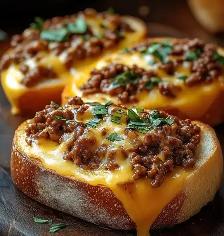 Käse-Knoblauchbrot Sloppy Joe Melts