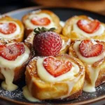 Süße Erdbeerbrötchen mit Vanille-Frischkäse-Glasur