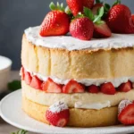 Angel Food Cake an frischen Erdbeeren