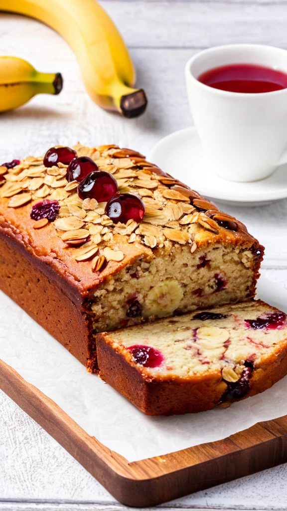 Kirsch-Bananen-Kuchen mit Haferflocken