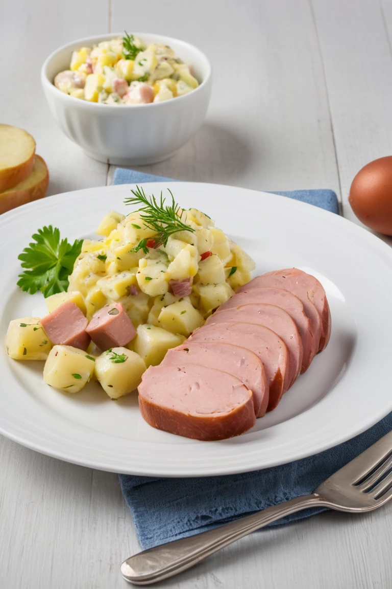 Leberkäse mit Kartoffelsalat - Best Rezepte