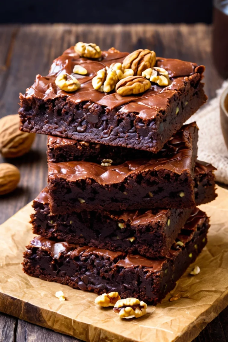 Zucchini Brownies mit Schokolade und Walnüssen