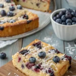 blechkuchen mit blaubeeren und kokos