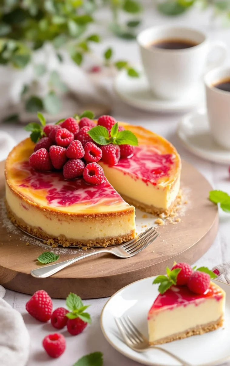 käsekuchen mit himbeeren