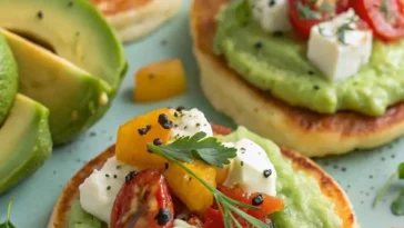 maisküchlein mit avocado-creme & tomate-feta