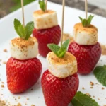 marshmallow-erdbeeren mit minze, zucker und brausepulver