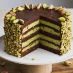 schokoladenkuchen mit avocado und pistazien