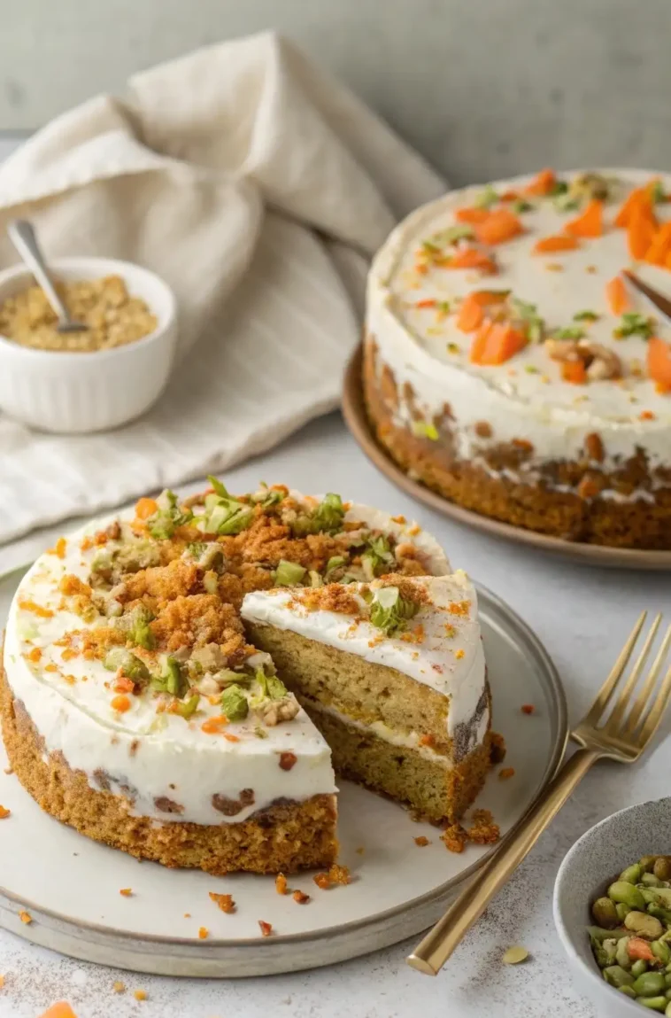 veganer möhrenkuchen mit pistazien