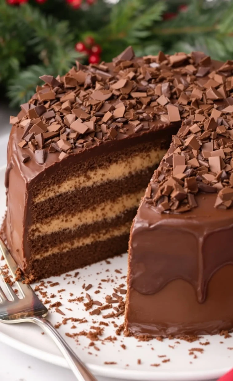 mousse-au-chocolat-torte mit fruchtigen kirschen