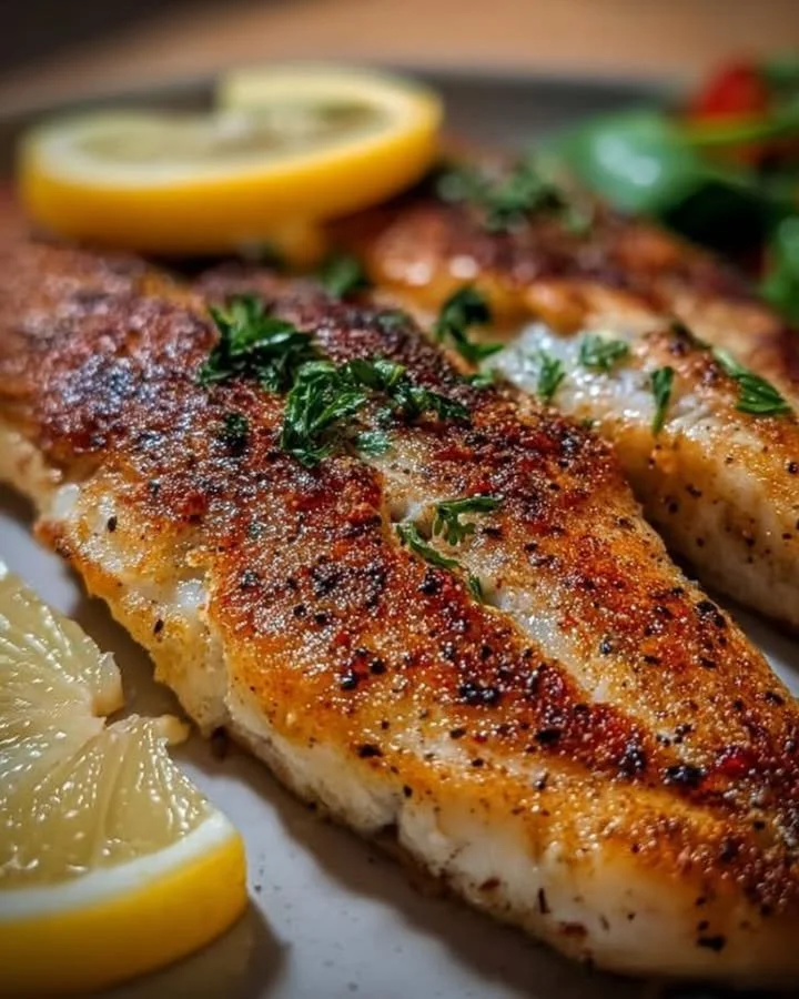 Forelle Müllerin Art - köstliches Fischgericht in der Pfanne zubereitet