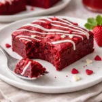 Rote Samt-Brownies mit cremigem Frosting und Schokoladendekor