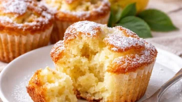 Leckere Apfel Quark Muffins frisch gebacken auf einem Teller