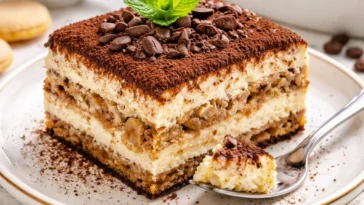 Authentisches italienisches Tiramisu in einer Servierglasschüssel